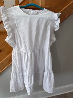English Factory White Ruffle Sleeve Tiered Sundress